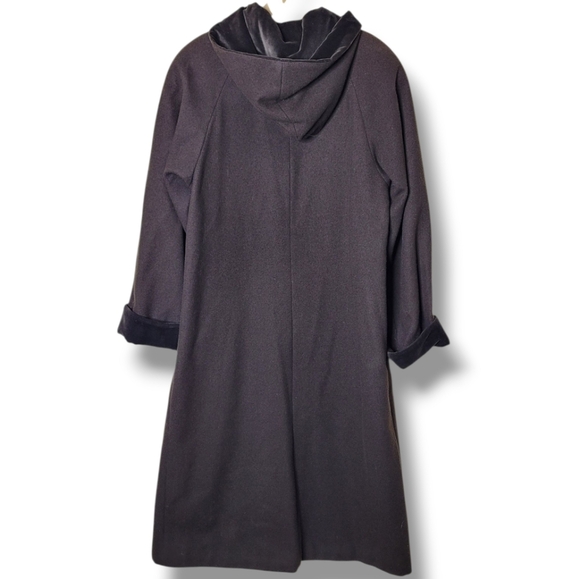 Vintage Charles Klein Wool Coat Women’s 10 Brown Velvet Trim Hood 90s Winter - Picture 4 of 9
